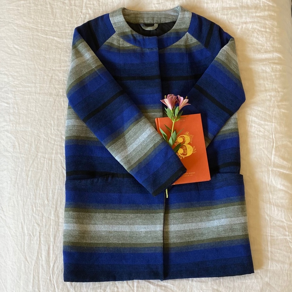 Striped Wool Pea Coat